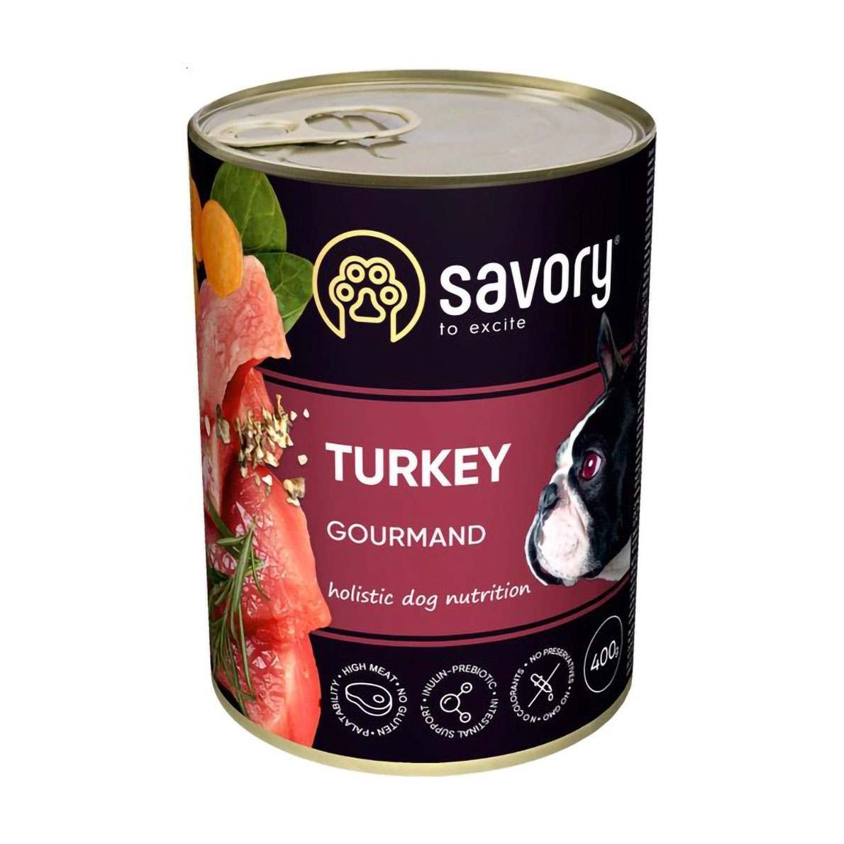 Вологий корм для дорослих собак Savory Gourmand з індичкою, 400 г