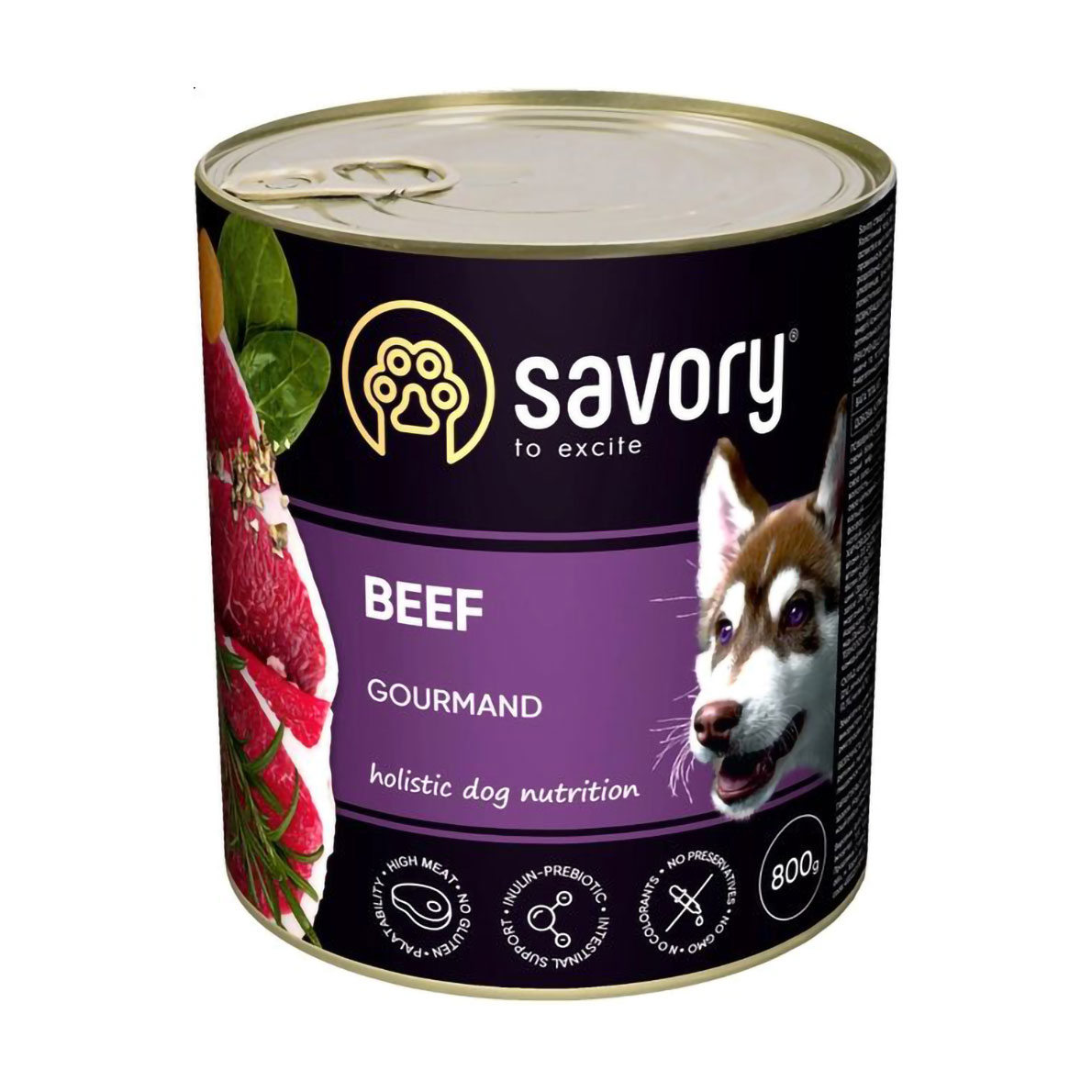 Вологий корм для дорослих собак Savory Gourmand з яловичиною, 800 г