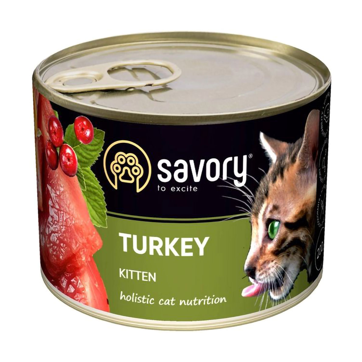 Вологий корм для кошенят Savory Cat Can Kitten з індичкою, 200 г