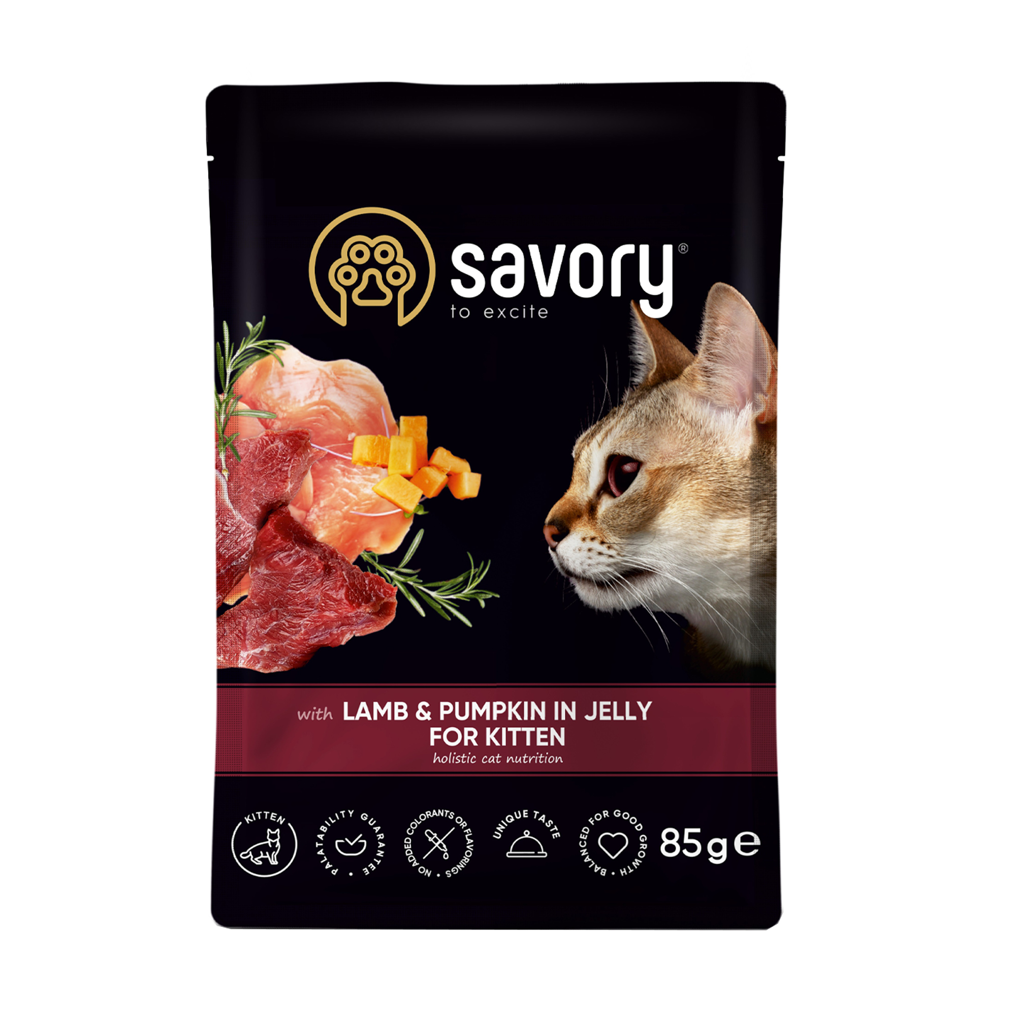 Вологий корм для кошенят всіх порід Savory For Kitten в желе, лосось з гарбузом, 85 г