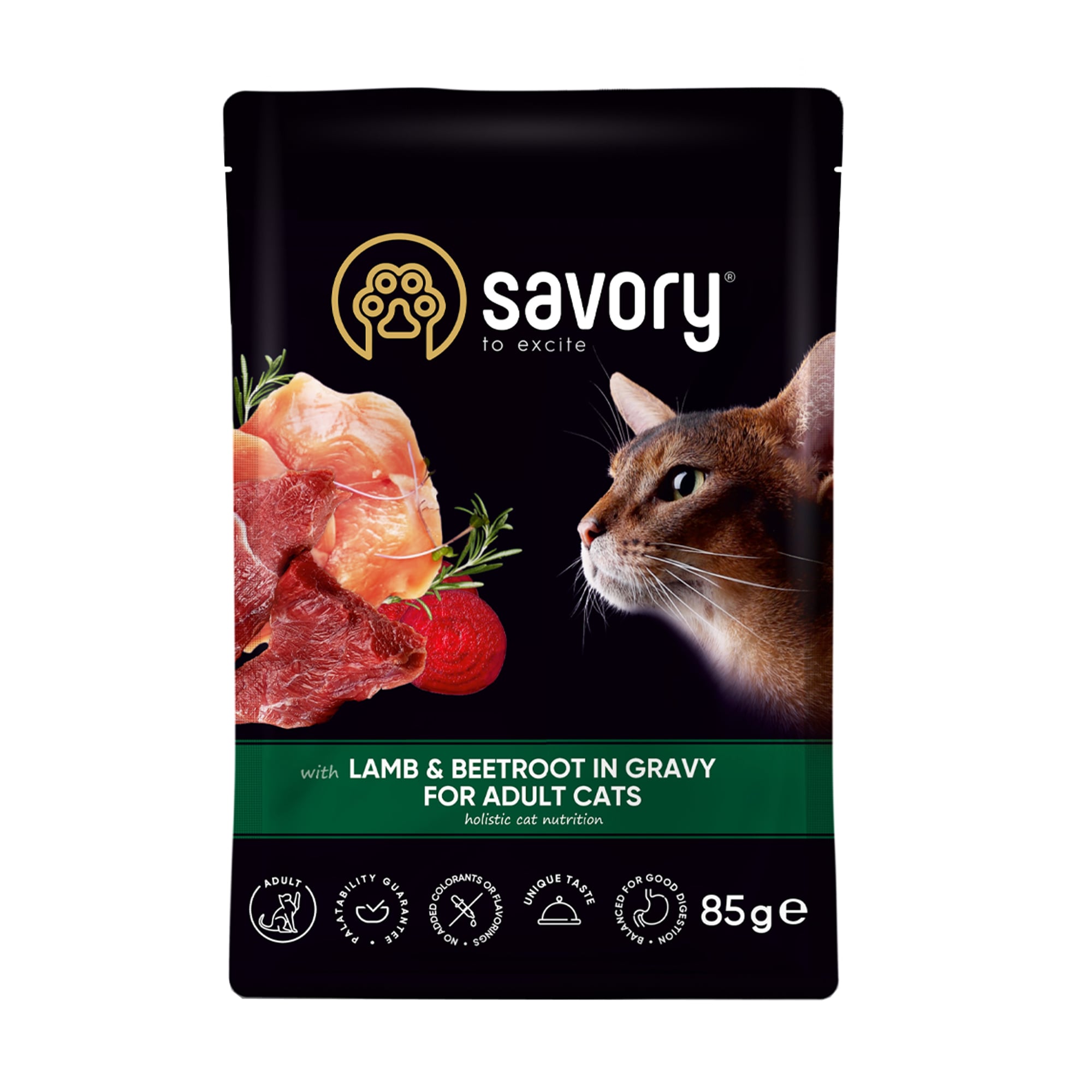 Вологий корм для стерилізованих кішок всіх порід Savory For Adult Cats в соусі, ягня з буряком, 85 г