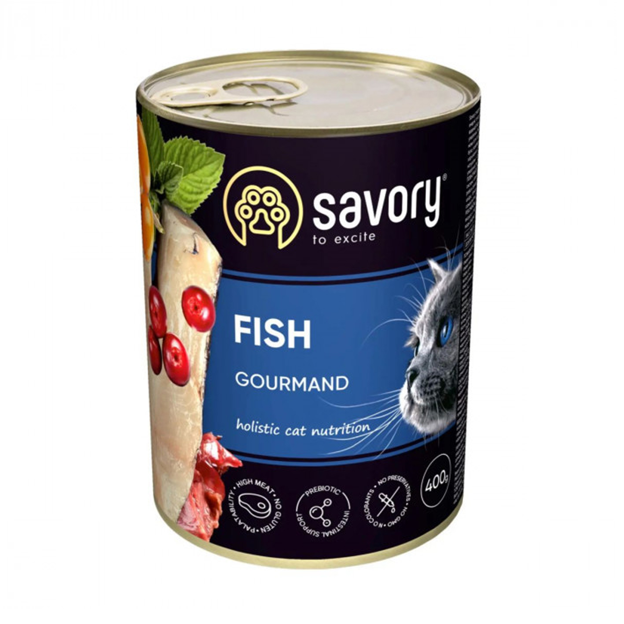 Вологий корм для вибагливих кішок Savory Cat Can Adult з рибою, 400 г